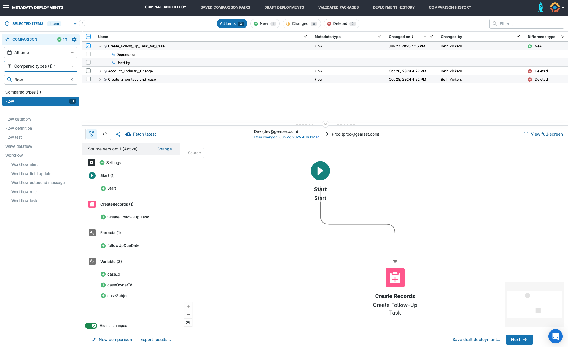 Gearset’s Flow Navigator will display the Flow just as it looks in Salesforce’s Flow Builder